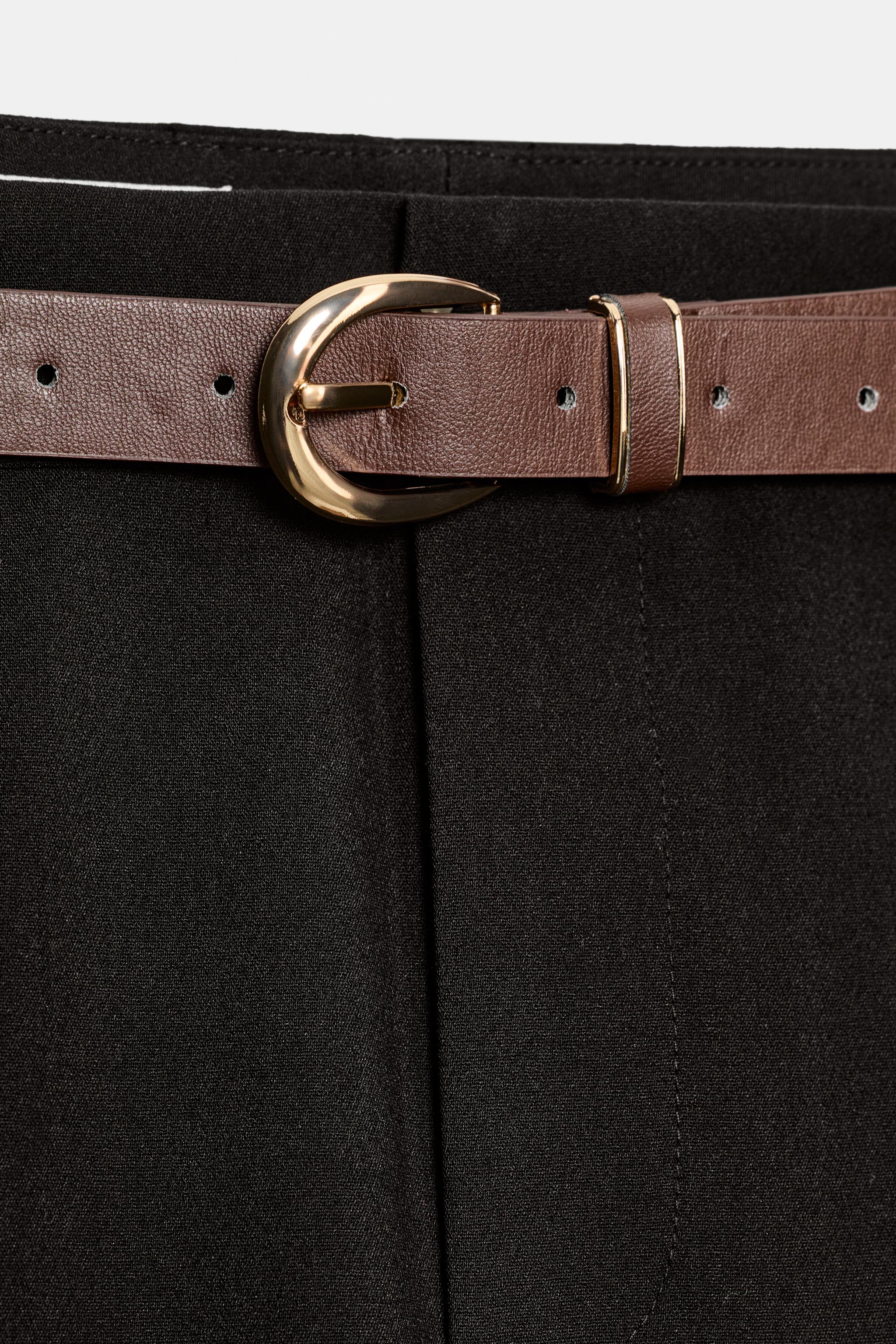 BELTED PLEATED PANTS